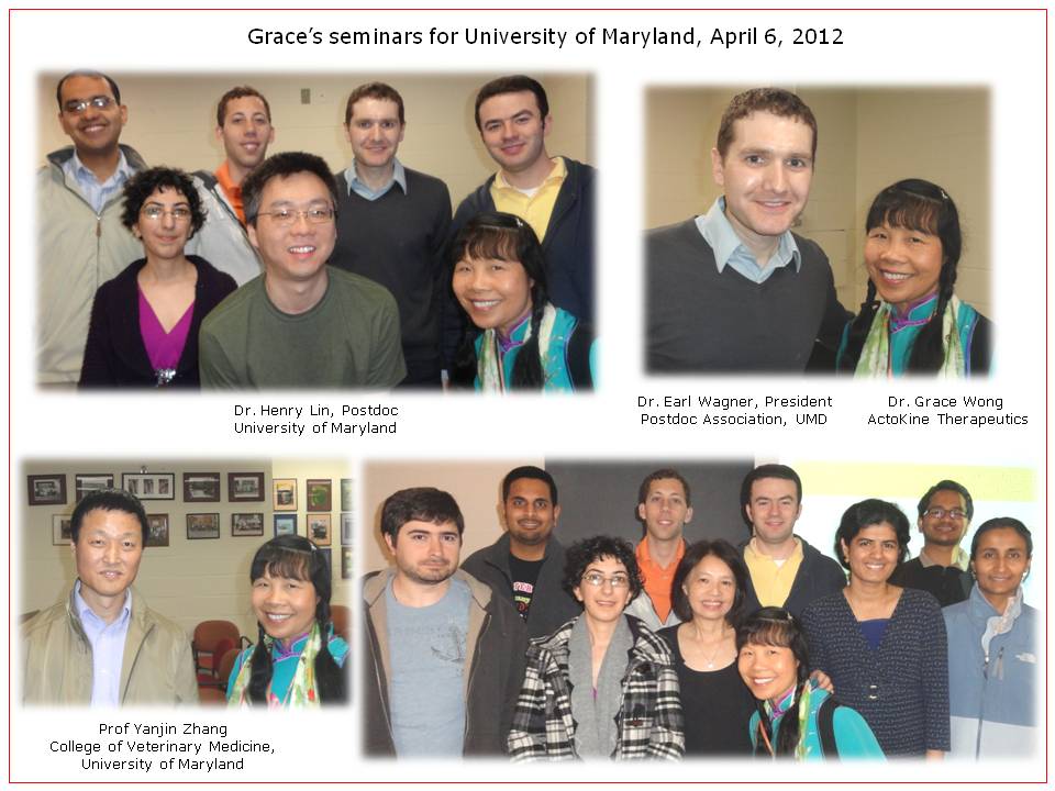 2012 Dr. Grace Wong's 2 seminars for Postodcs Association at University of Maryland