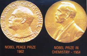 Nobel Peace Price 1962 and Nobel Price in Chemistry 1954